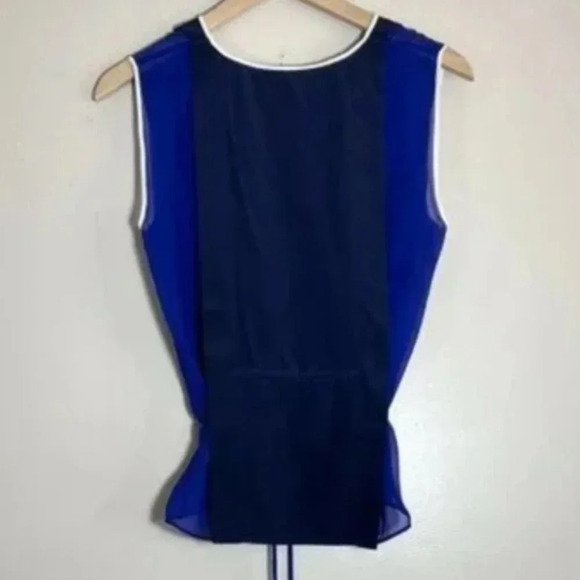 BCBG MAXAZRIA ROYAL BLUE COMBO LULA COLOR BLOCKED BLOUSE TOP SZ XXS - Picture 5 of 9